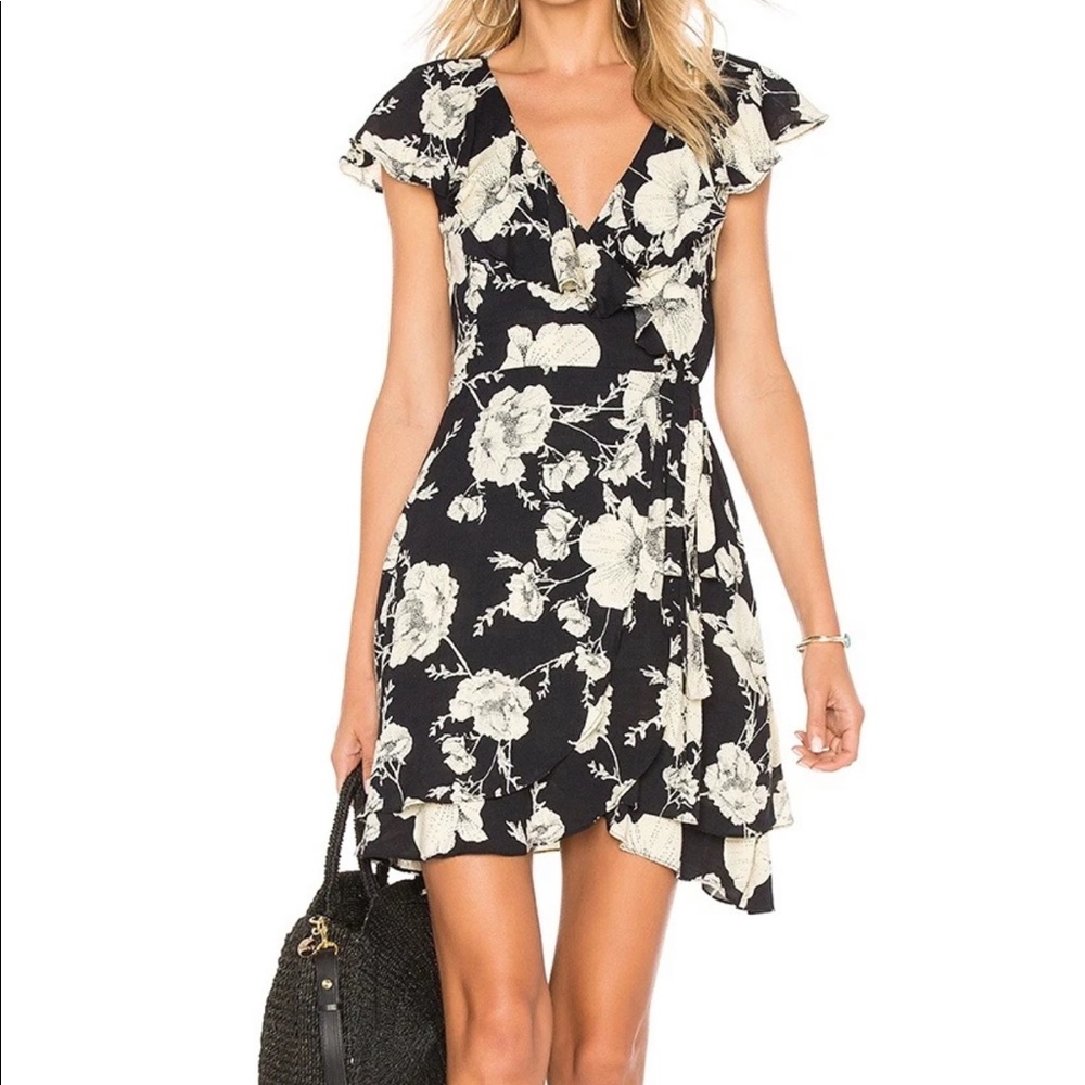 Free People French Quarter floral print Mini Dress Black